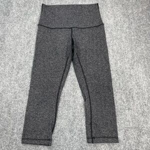 Lululemon Leggings Size 6 Herringbone Crop Knit Black Gray